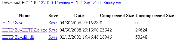 HTTP Zip Browser Screenshot