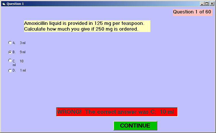 Hospital Questions: Documentation: Example Wrong Answer